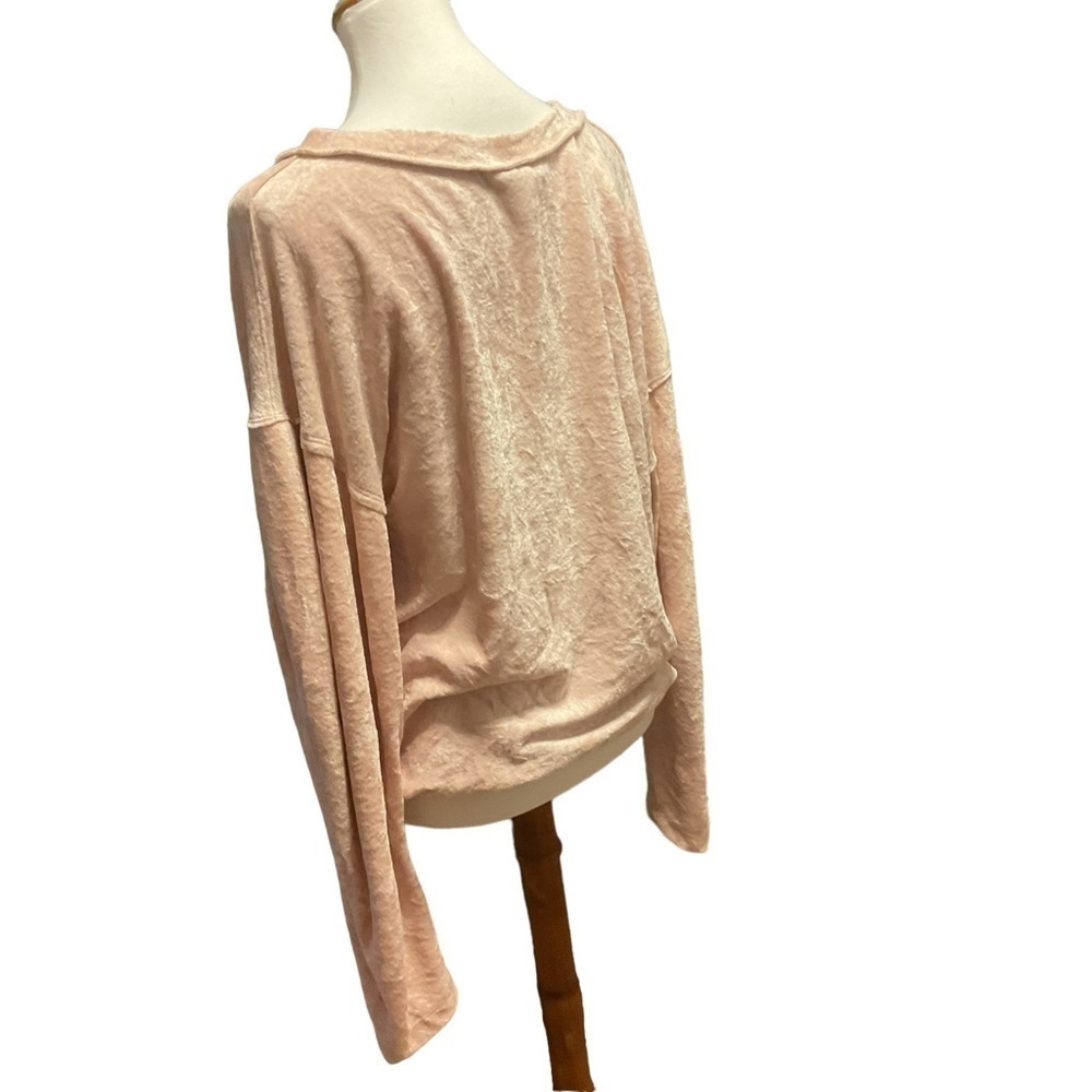 We The Free Milan Blush Pink Crushed Velvet Relaxed Fit Long Sleeve Shirt Boho - Picture 4 of 6